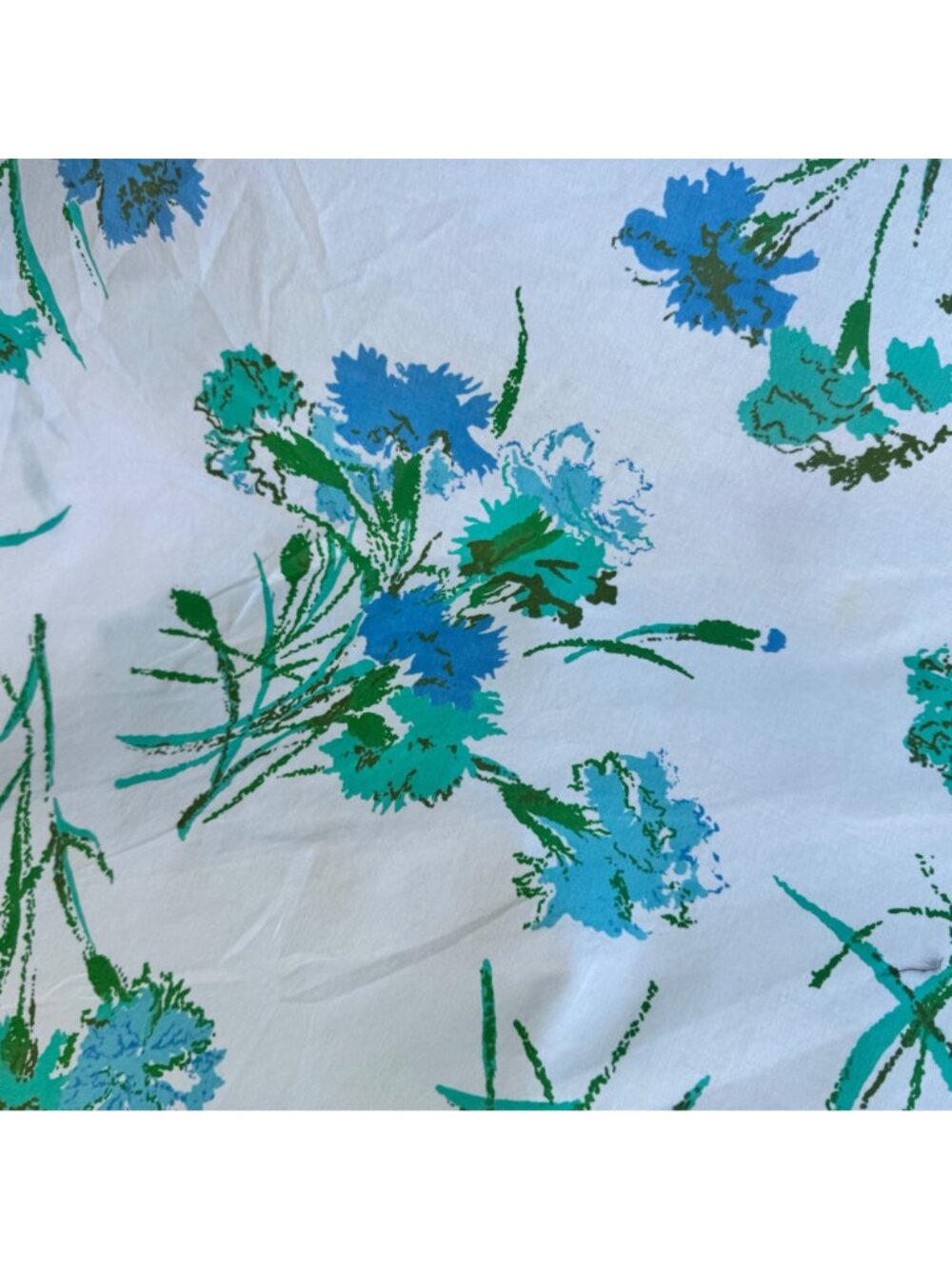Womens Floral Sundress White & Blue Sleeveless Fit & Flare M (12) Vintage 50s - Picture 15 of 16